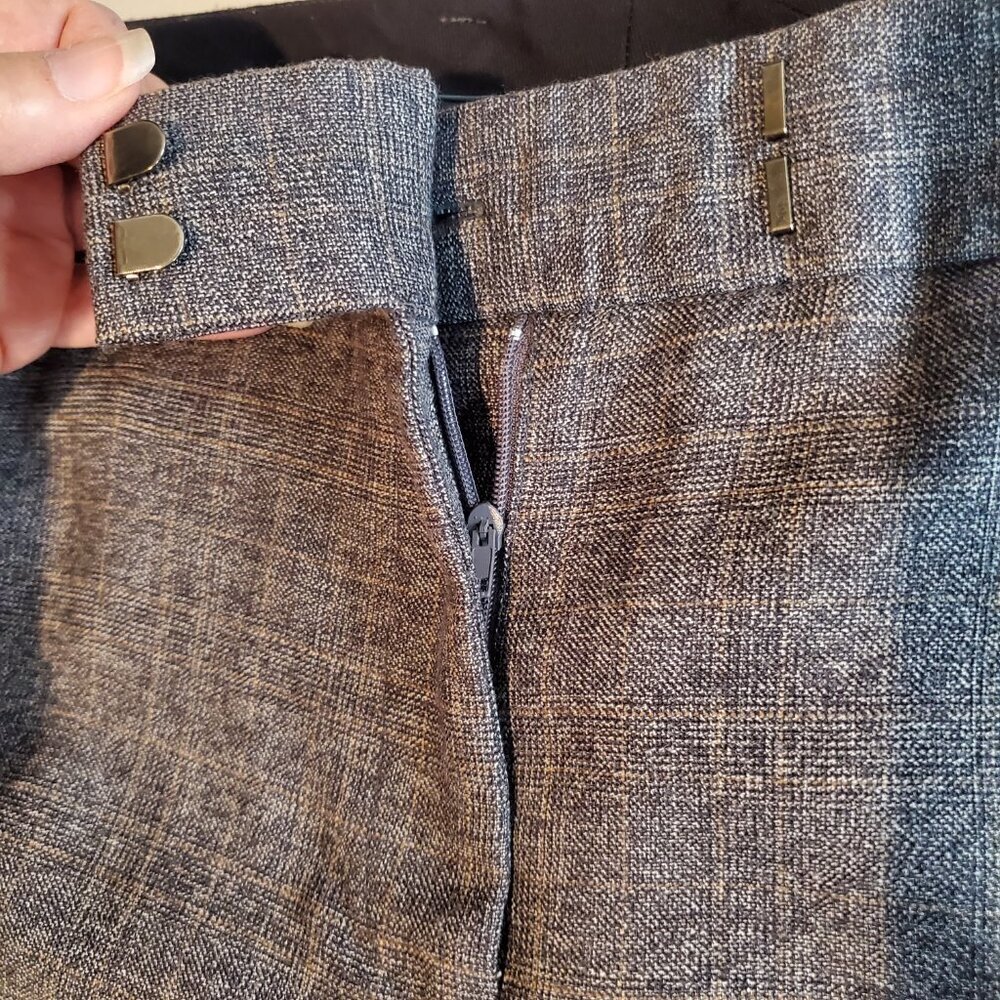 ANNE KLEIN SZ 12 Woven Wool Blend Plaid Lined Wide-leg Dress Pants Trousers - Picture 7 of 12